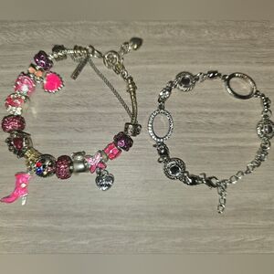 Pink Charm Bracelet with Silver Accents - Women Jewelry Bracelet